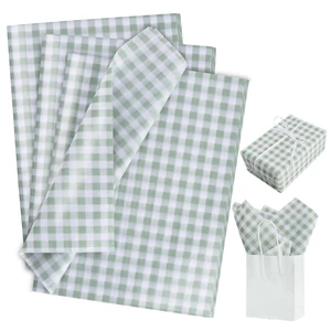 BEISHIDA Gingham Tissue Paper, Sage Green and White Checkered, 14x20Inch, 50 Sheets BEISHIDA Gingham Tissue Paper, Sage Green and White Checkered, 14x20Inch, 50 Sheets
