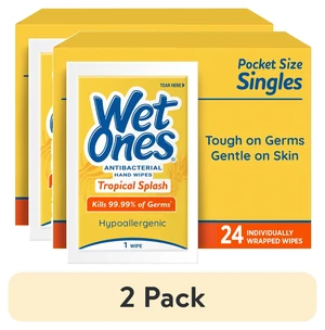 Wet Ones Antibacterial Hand Wipes - 2 Pack, 24 Count Individually Wrapped, Tropical Splash Citrus Scent Wet Ones Antibacterial Hand Wipes - 2 Pack, 24 Count Individually Wrapped, Tropical Splash Citrus Scent