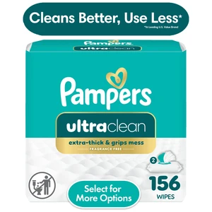 Pampers Ultra Clean Baby Wipes 2-Pack 156 Wipes Pampers Ultra Clean Baby Wipes 2-Pack 156 Wipes