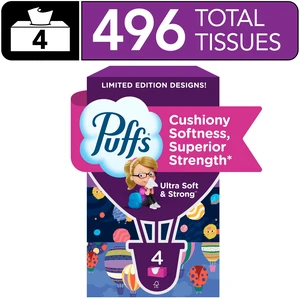 Puffs Ultra Soft Facial Tissues, Back-to-School Exclusive, 4 Rectangle Boxes, 124 Tissues per Box Puffs Ultra Soft Facial Tissues, Back-to-School Exclusive, 4 Rectangle Boxes, 124 Tissues per Box