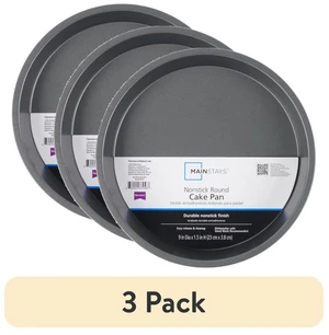 (3 pack) Mainstays 9" x 9" Round Nonstick Steel Cake Pan, Dark Gray (3 pack) Mainstays 9" x 9" Round Nonstick Steel Cake Pan, Dark Gray