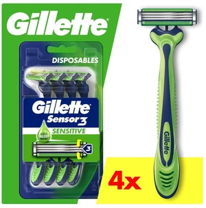 Gillette Sensor 3 Sensitive Men 3 Blade Disposable Razor,4 count Gillette Sensor 3 Sensitive Men 3 Blade Disposable Razor,4 count