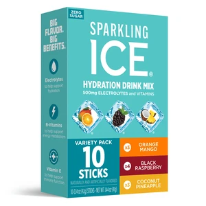 Sparkling Ice Zero Sugar Drink Mix Powder Variety Pack, Orange Mango, Black Raspberry & Coconut Pineapple, 10 Sticks Sparkling Ice Zero Sugar Drink Mix Powder Variety Pack, Orange Mango, Black Raspberry & Coconut Pineapple, 10 Sticks