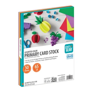 Pen+Gear Assorted Primary Card Stock, 8.5" x 11", 65lb, 50 Sheets Pen+Gear Assorted Primary Card Stock, 8.5" x 11", 65lb, 50 Sheets