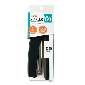 Pen + Gear 20-Sheet Desktop Stapler with 1250 Staples,Black,Manual Pen + Gear 20-Sheet Desktop Stapler with 1250 Staples,Black,Manual