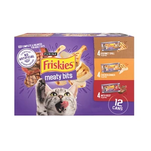 Purina Friskies Gourmet Grill Chicken Dinner and Beef Meaty Bits Wet Cat Food Variety Pack, 5.5 oz Cans, 12 Pack Purina Friskies Gourmet Grill Chicken Dinner and Beef Meaty Bits Wet Cat Food Variety Pack, 5.5 oz Cans, 12 Pack