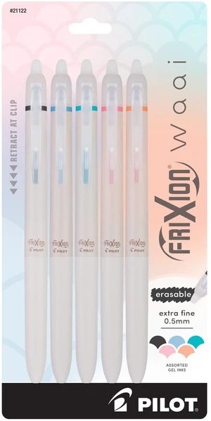 Pilot FriXion Waai Extra Fine Point 0.5mm Erasable Gel Ink Pens, Assorted Color Inks, 5 Count Pilot FriXion Waai Extra Fine Point 0.5mm Erasable Gel Ink Pens, Assorted Color Inks, 5 Count