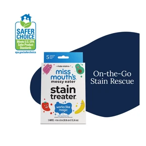 Miss Mouth's Messy Eater Stain Treater Wipes for Baby & Kids, 5 Pack, Newborn & Baby Essentials, Stain Remover for Food, Grease, Coffee & More, Gentle on Laundry, Fabric & Underwear Miss Mouth's Messy Eater Stain Treater Wipes for Baby & Kids, 5 Pack, Newborn & Baby Essentials, Stain Remover for Food, Grease, Coffee & More, Gentle on Laundry, Fabric & Underwear