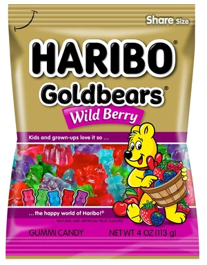 HARIBO Goldbears Wild Berry Gummy Bears, 4 oz, Peg Bag HARIBO Goldbears Wild Berry Gummy Bears, 4 oz, Peg Bag