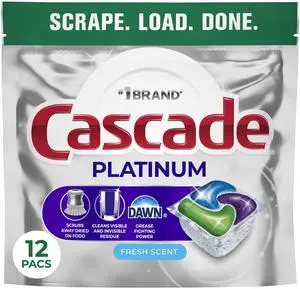 Cascade Platinum Dishwasher Pods, Dishwasher Detergent, Dish Detergent Soap, Fresh, 12 Count Cascade Platinum Dishwasher Pods, Dishwasher Detergent, Dish Detergent Soap, Fresh, 12 Count