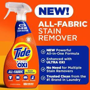 Tide +Ultra Oxi All-Fabric Laundry Stain Remover Spray, 22 fl oz Tide +Ultra Oxi All-Fabric Laundry Stain Remover Spray, 22 fl oz
