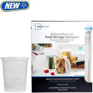Mainstays Clear Plastic Deli Containers, 32 oz, 40 Piece Mainstays Clear Plastic Deli Containers, 32 oz, 40 Piece