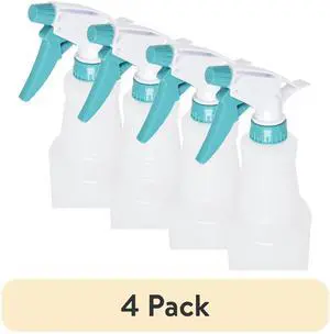 (4 pack) Mainstays Plastic Clear Spray Bottle with Teal Lid and Nozzle, 28 oz. (4 pack) Mainstays Plastic Clear Spray Bottle with Teal Lid and Nozzle, 28 oz.