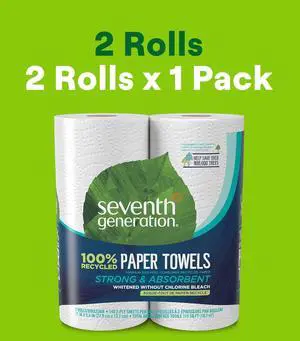 Seventh Generation Paper Towels, 100% Recycled Paper, 2-ply, 2 Rolls (Packaging May Vary) Seventh Generation Paper Towels, 100% Recycled Paper, 2-ply, 2 Rolls (Packaging May Vary)