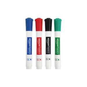 Basics Low-Odor Dry Erase Whiteboard Markers, Chisel Tip, Quick-Dry, 4-Pack, Black, Red, Green, Blue Basics Low-Odor Dry Erase Whiteboard Markers, Chisel Tip, Quick-Dry, 4-Pack, Black, Red, Green, Blue
