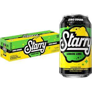 Starry Zero Sugar Lemon Lime Soda, 12Fl Oz Cans, Pack of 12 Starry Zero Sugar Lemon Lime Soda, 12Fl Oz Cans, Pack of 12