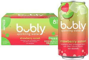 Bubly Sparkling Water Strawberry Sunset, 12 Fl Oz Cans (8 Pack) Bubly Sparkling Water Strawberry Sunset, 12 Fl Oz Cans (8 Pack)