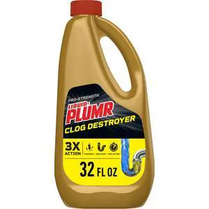 Liquid-Plumr Pro-Strength Full Clog Destroyer Drain Cleaner, 32 Fluid Ounces, for Bathroom & Kitchen Sinks, Shower and Tub Drain, Safe for Pipes Liquid-Plumr Pro-Strength Full Clog Destroyer Drain Cleaner, 32 Fluid Ounces, for Bathroom & Kitchen Sinks, Shower and Tub Drain, Safe for Pipes