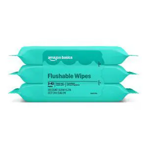 Amazon Basics Flushable Adult Wet Wipes, Fragrance Free, 126Count (3Packs of 42) Amazon Basics Flushable Adult Wet Wipes, Fragrance Free, 126Count (3Packs of 42)