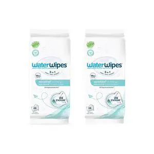 WaterWipes Sensitive+ On The Go Wipes, 3-In-1 Cleans, Cares, Protects, 99.9% Water, Unscented, Hypoallergenic, 28 Count (Pack of 2) WaterWipes Sensitive+ On The Go Wipes, 3-In-1 Cleans, Cares, Protects, 99.9% Water, Unscented, Hypoallergenic, 28 Count (Pack of 2)