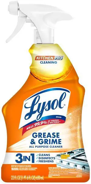 Lysol All Purpose Kitchen Cleaner Spray for Grease and Grime, Citrus, 22oz Lysol All Purpose Kitchen Cleaner Spray for Grease and Grime, Citrus, 22oz