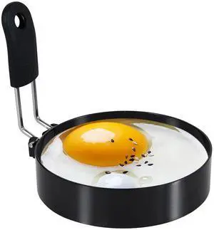 5-Inch Stainless Steel Egg Rings with Silicone Handle, Nonstick for Frying Eggs, English Muffins & Pancakes, Egg Mold Shaper for Breakfast 5-Inch Stainless Steel Egg Rings with Silicone Handle, Nonstick for Frying Eggs, English Muffins & Pancakes, Egg Mold Shaper for Breakfast