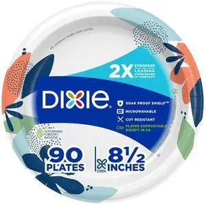 Dixie 8.5Inch Disposable Paper Plates, 90Count Dixie 8.5Inch Disposable Paper Plates, 90Count
