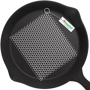 Amagabeli Cast Iron Cleaner 8"x6" Premium Stainless Steel Chainmail Scrubber for Pan, Pot, Wok, Griddles, BBQ Grills Amagabeli Cast Iron Cleaner 8"x6" Premium Stainless Steel Chainmail Scrubber for Pan, Pot, Wok, Griddles, BBQ Grills