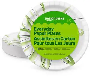 Amazon Basics Everyday Paper Plates, 10Inch, Disposable, 50Count Amazon Basics Everyday Paper Plates, 10Inch, Disposable, 50Count