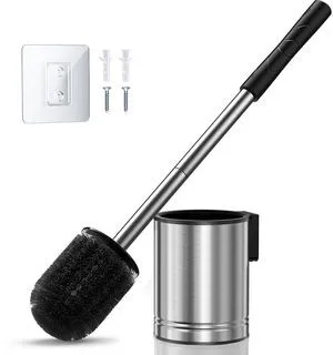 HAMITOR Toilet Bowl Brush Set with Hidden Holder, Compact Space-Saving Design, Rustproof, Silver for Small Bathrooms, Apartments & RVs HAMITOR Toilet Bowl Brush Set with Hidden Holder, Compact Space-Saving Design, Rustproof, Silver for Small Bathrooms, Apartments & RVs