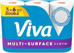 Viva Multi-Surface Cloth Paper Towels, 3 Double Rolls, 110 Sheets per Roll Viva Multi-Surface Cloth Paper Towels, 3 Double Rolls, 110 Sheets per Roll