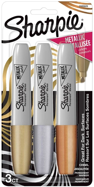 Sharpie Metallic Permanent Markers, Chisel Tip, Assorted Colors, 3 Count Sharpie Metallic Permanent Markers, Chisel Tip, Assorted Colors, 3 Count