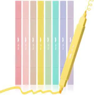 Mr. Pen Dual Tip Aesthetic Highlighters, 8-Pack, Chisel & Fine Tip Mr. Pen Dual Tip Aesthetic Highlighters, 8-Pack, Chisel & Fine Tip