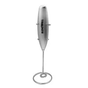BlendWell Electric Milk Frother, Handheld Battery Operated Drink Mixer with Stand, Stainless Steel Whisk, Silver BlendWell Electric Milk Frother, Handheld Battery Operated Drink Mixer with Stand, Stainless Steel Whisk, Silver