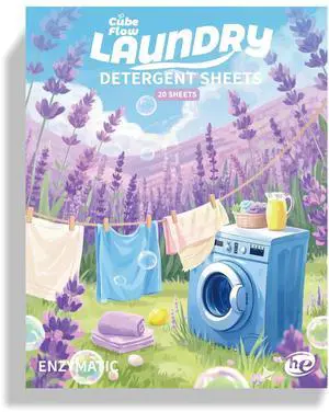 Laundry Detergent Sheets, Lavender Scent, 40 Loads, Pre-Measured, Liquidless, Hypoallergenic, Washing Soda Laundry Detergent Sheets, Lavender Scent, 40 Loads, Pre-Measured, Liquidless, Hypoallergenic, Washing Soda