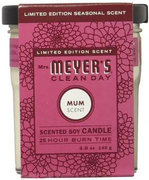 MRS. MEYER'S CLEAN DAY Soy Aromatherapy Candle, 7.2 oz, 35 Hour Burn Time, Made with Soy Wax and Essential Oils, Mum MRS. MEYER'S CLEAN DAY Soy Aromatherapy Candle, 7.2 oz, 35 Hour Burn Time, Made with Soy Wax and Essential Oils, Mum