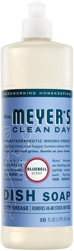 Mrs. Meyer's Clean Day Liquid Dish Soap, Bluebell Scent, 16 fl oz Bottle Mrs. Meyer's Clean Day Liquid Dish Soap, Bluebell Scent, 16 fl oz Bottle