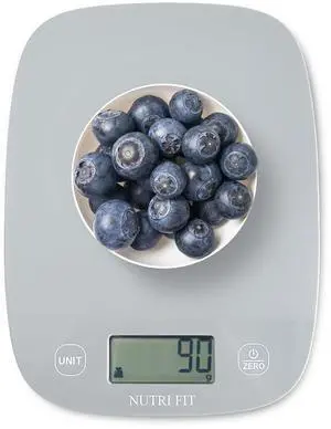 NUTRI FIT 11lb Digital Food Scale, Grams & Ounces, Grey NUTRI FIT 11lb Digital Food Scale, Grams & Ounces, Grey