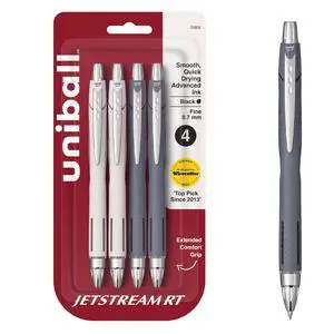 Uniball Jetstream RT Ballpoint Pens, 0.7mm Fine Point, Black Ink, 4 Count Uniball Jetstream RT Ballpoint Pens, 0.7mm Fine Point, Black Ink, 4 Count