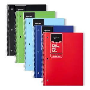 Amazon Basics College Ruled Spiral Notebook, 70 Sheets, 8" x 10.5", Assorted Solid Colors, 5 Pack, for Work and School Amazon Basics College Ruled Spiral Notebook, 70 Sheets, 8" x 10.5", Assorted Solid Colors, 5 Pack, for Work and School