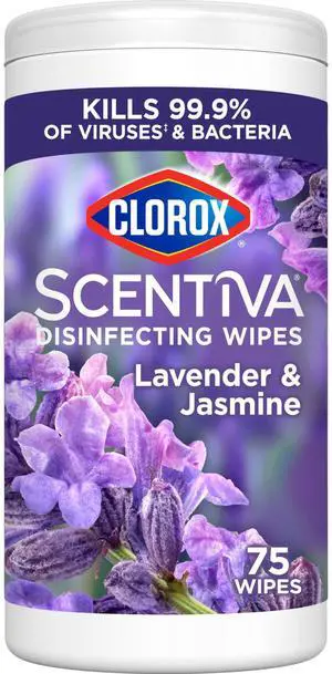 Clorox Scentiva Disinfecting Wipes Lavender and Jasmine Antibacterial 75 Count Clorox Scentiva Disinfecting Wipes Lavender and Jasmine Antibacterial 75 Count