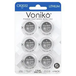 Voniko CR2032 3V Lithium Batteries 6 Pack for Child Safety, Compatible with AirTag, Key Fobs, Thermometers, Scales - 7 Years Shelf Life Voniko CR2032 3V Lithium Batteries 6 Pack for Child Safety, Compatible with AirTag, Key Fobs, Thermometers, Scales - 7 Years Shelf Life