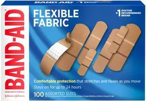 BAND-AID Flexible Fabric Adhesive Bandages, Assorted Sizes, 100 Count BAND-AID Flexible Fabric Adhesive Bandages, Assorted Sizes, 100 Count