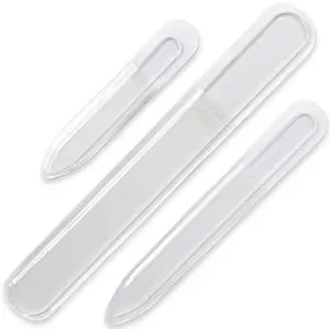 Professional 3-Piece Czech Glass Nail File Set - Handmade Tempered Glass, Double-Sided, Washable, Etched for Natural Nails, Ideal Present Set Professional 3-Piece Czech Glass Nail File Set - Handmade Tempered Glass, Double-Sided, Washable, Etched for Natural Nails, Ideal Present Set