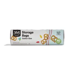 365 by Whole Foods Market, Gallon Size Storage Bags, Double Zipper, 40 Count 365 by Whole Foods Market, Gallon Size Storage Bags, Double Zipper, 40 Count