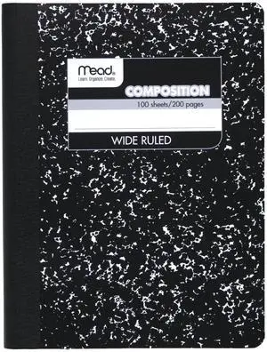 Mead Composition Notebook Wide Ruled Paper 7.5"x9.75" 100 Sheets Black Marble (09910) Mead Composition Notebook Wide Ruled Paper 7.5"x9.75" 100 Sheets Black Marble (09910)