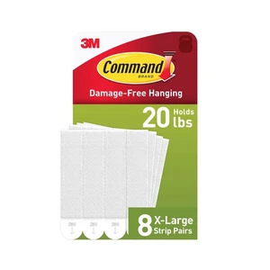 Command Heavy Duty Picture Hangers, Hold 20 lbs, White, Damage-Free Hanging, 8 Pairs Adhesive Strips Command Heavy Duty Picture Hangers, Hold 20 lbs, White, Damage-Free Hanging, 8 Pairs Adhesive Strips