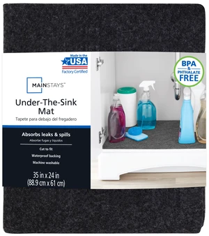Mainstays Under Sink Mat Waterproof Shelf Liner and Cabinet Drawer Liner, 35"x24", Cut to Fit Mainstays Under Sink Mat Waterproof Shelf Liner and Cabinet Drawer Liner, 35"x24", Cut to Fit