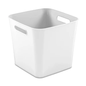Mainstays Cube Bin Open Plastic Storage Container with Handles, White Mainstays Cube Bin Open Plastic Storage Container with Handles, White