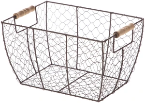 Mainstays Decorative Chicken Wire Basket with Wood Handles, Brown, 12.2in x 8in x 7.28in Mainstays Decorative Chicken Wire Basket with Wood Handles, Brown, 12.2in x 8in x 7.28in